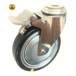 377 Series - Black Rubber Conductive (ESD) Stainless Steel Bole Hole Castors