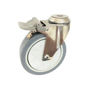 377 Series - Grey Elastic Rubber & Poly Urethane ( ETHER PU) Stainless Steel Bole Hole Castors
