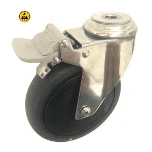 377 Series - Black Conductive (ESD) Stainless Steel Bole Hole Castors
