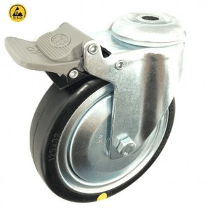 377 Series - Black Rubber Conductive (ESD) Bole Hole Castors